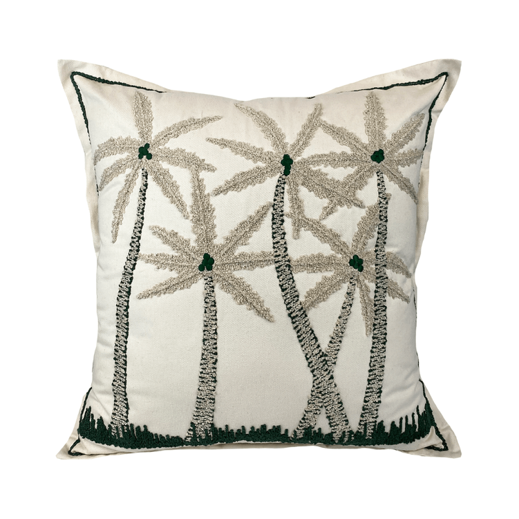 Almofada De Sarja Com Borda Boucle Coqueiro Verde 60X60cm - Decortextil Almofada De Sarja Com Borda Boucle Coqueiro Verde 60X60cm - Decortextil